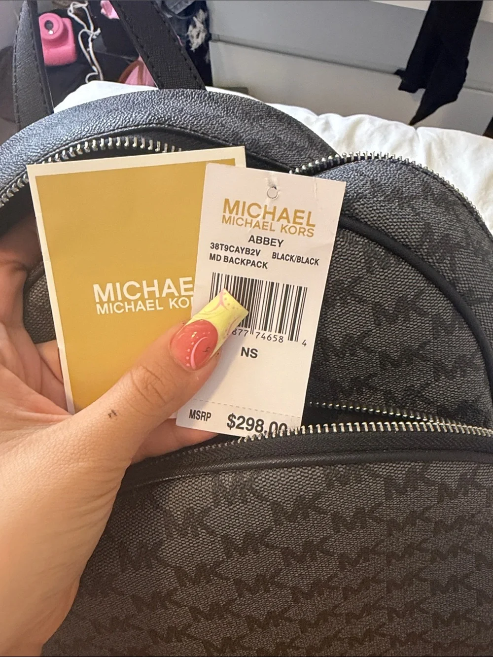 Michael Kors Gray & Black Signature Mini Backpack